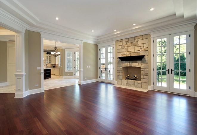 designer-selected wood flooring in a custom-built home